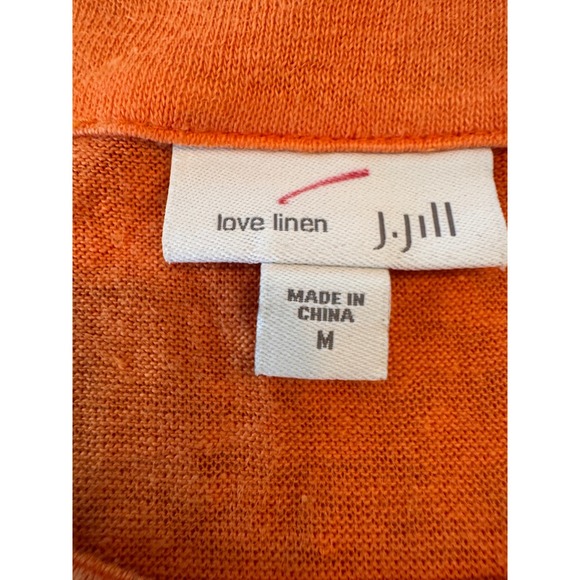 J. Jill Love Linen Orange Embroidered Sequin Top Womens Medium 3/4 Sleeve Tee - Picture 8 of 8
